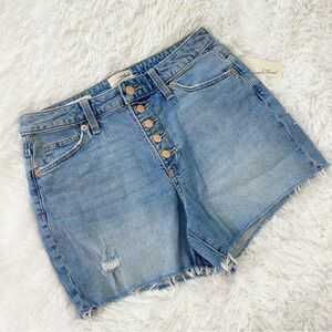 Vintage Midi Light Blue Denim Shorts